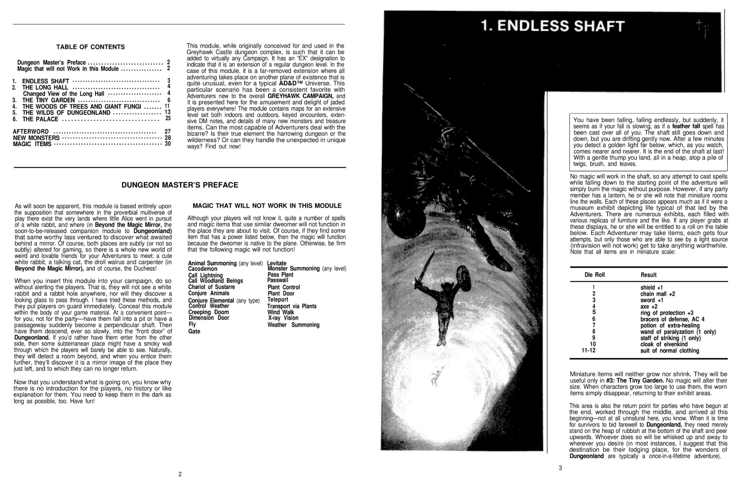 Dungeonland introduction: The introduction and first page of TSR’s Module EX1: Dungeonland.; Dungeons & Dragons; Dungeons and Dragons; adventures; Gary Gygax; Alice in Wonderland