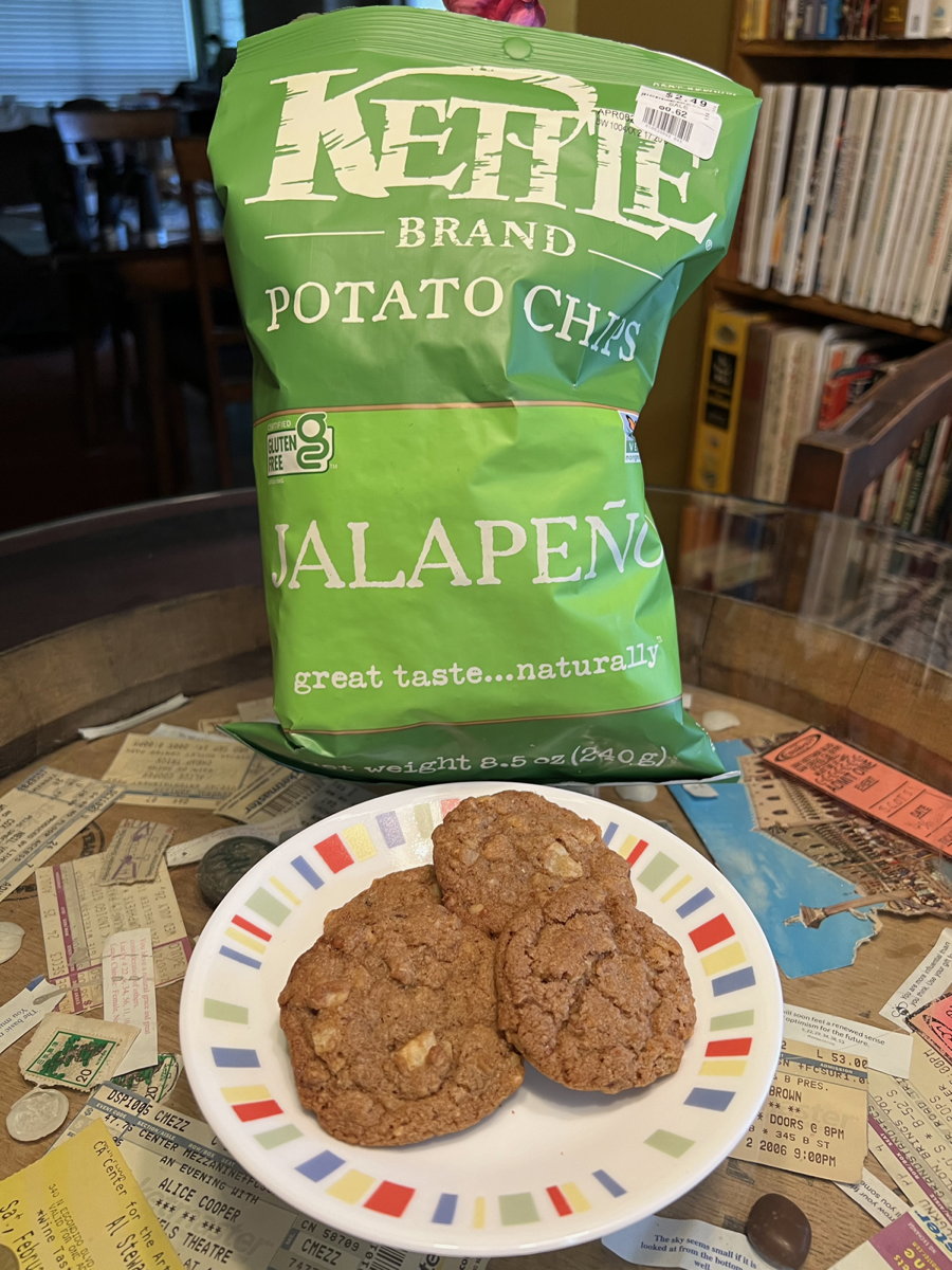 Eva Layson’s Potato Chip Cookies: Eva Layson’s Potato Chip Cookies from her 1985 Homemade Cookie Book.; potato chips; cookies; pecans