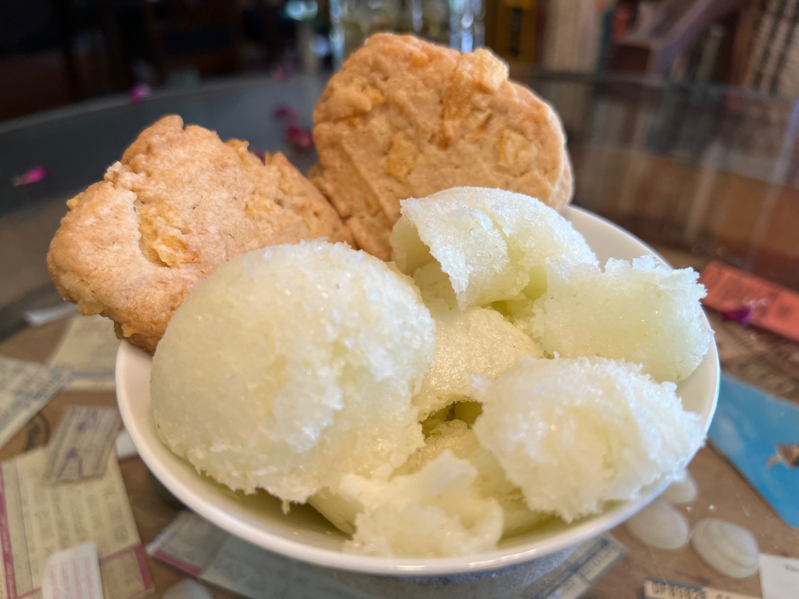 Texas Potato Chip Sandies: Texas Potato Chip Sandies with Italian Lemon Sorbet.; potato chips; cookies; America’s Bicentennial; sorbets; Potter County, Texas