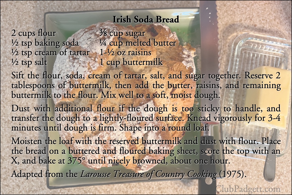 Irish Soda Bread: Irish Soda Bread, from the 1975 Larousse Treasury of Country Cooking.; Ireland; seventies; 1970s; bread; recipe; buttermilk